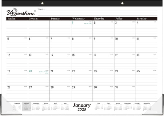 2025 Desk Calendar - 12 Month Desk Calendar 2025, Jan 2025 - Dec 2025, 17" x 12", Desk/Wall Calendar 2-in-1 with Notes, Corner Protector, Ruled Blocks - Standard