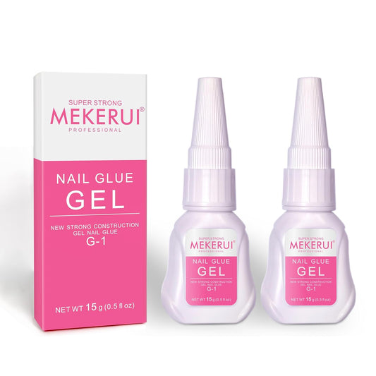 (2 Bottles) Mekerui Super Strong Nail Glue Gel for Press on Nails,Drip and Clog Proof,7S Quickly Dry Without UV Light,Long-Lasting 30+Days,Waterproof Beauty Secret Professional Salon Quality - (number of items: 2)